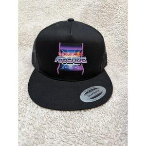 Red Bull Arcade Snapback Cap Hat Black Adjustable Rare Graphic Mesh Authentic